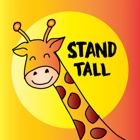 Giraffe cartoon design with text stand tall, vector illustration.のイラスト素材