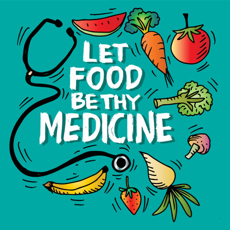 Let's be healthy. Hand drawn lettering. Vector illustration.のイラスト素材