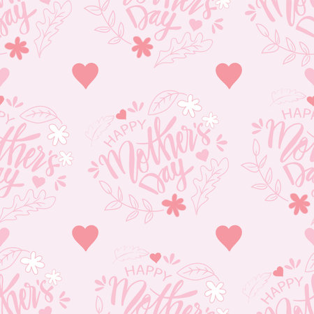 Valentine's day seamless pattern with hand drawn lettering.のイラスト素材