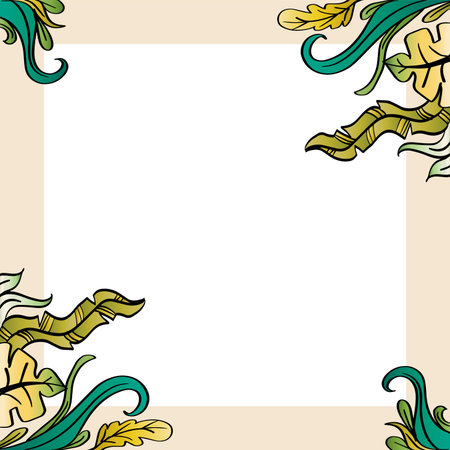 Vector frame with doodle flowers and leaves. Floral border.のイラスト素材