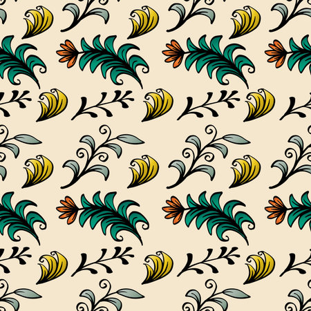 Seamless pattern with decorative flowers. Hand-drawn illustration.のイラスト素材