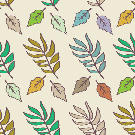 Seamless pattern with hand drawn leaves. Vector illustration for your designのイラスト素材
