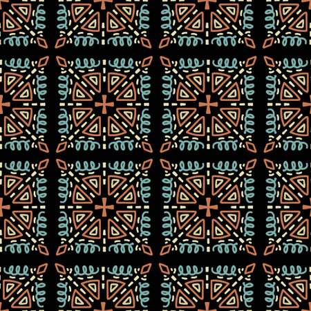 Seamless vector pattern in African geometric ornamental style.Tribal vector ornament.  Black...