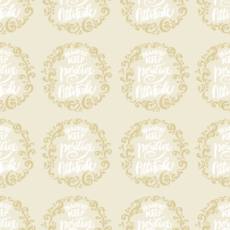 Seamless pattern with hand  lettering positive state of mind.  Vector illustration.のイラスト素材