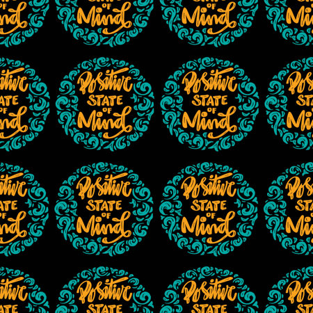Seamless pattern with hand  lettering positive state of mind.  Vector illustration.のイラスト素材