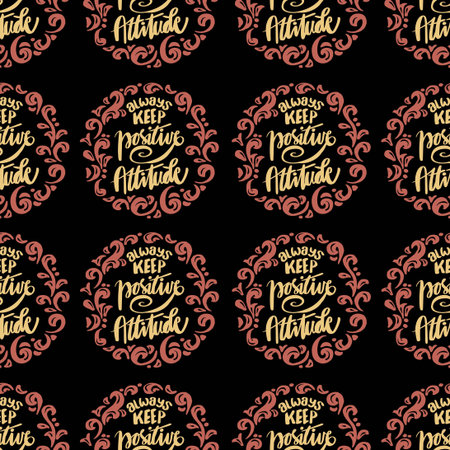 Seamless pattern with hand  lettering positive state of mind.  Vector illustration.のイラスト素材