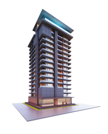 3d render apartment or Condominium luxury building isolate on white backgroundの写真素材