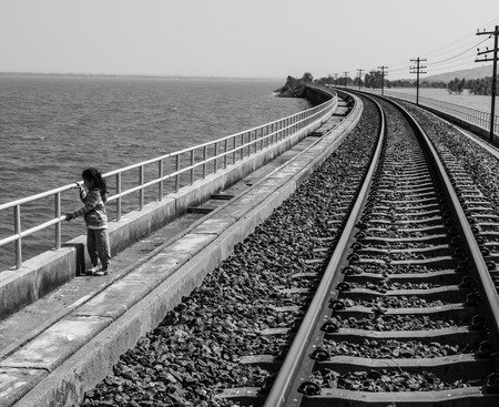 Girl and Railwayのeditorial素材