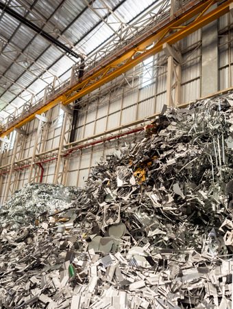 Aluminium scrap pile in recycle factoryのeditorial素材