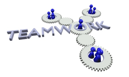 Teamwork illustration (blue & white)の写真素材