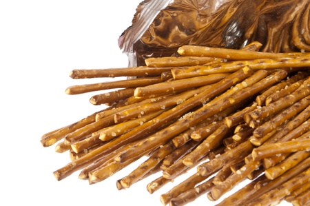 Group of Saltsticks in a bag isolated on white background 