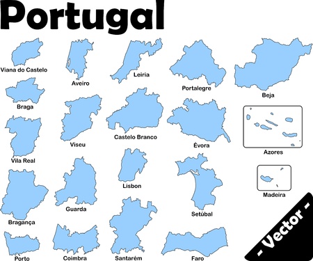 Portugals Provinces as vector in light blue / whiteのイラスト素材
