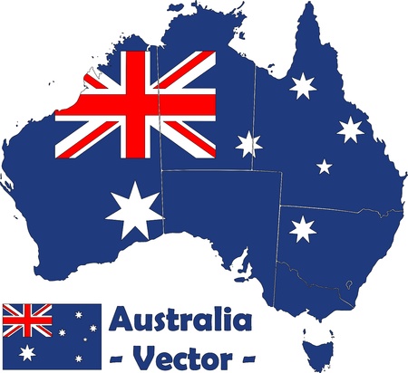 Australia with flag and provinces as vector imageのイラスト素材