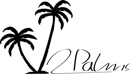 Black / white palm silhouette vectorのイラスト素材