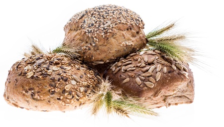 Three buns isolated on white backgroundの写真素材