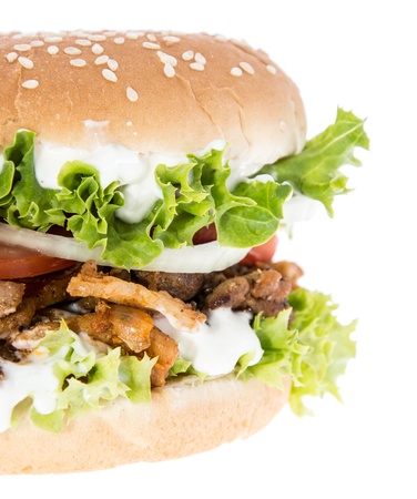 Kebab Burger isolated on white backgroundの写真素材