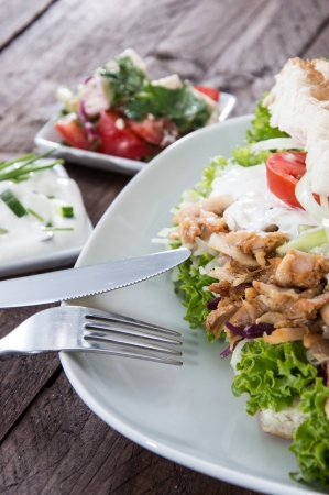 Homemade Doner on wooden backgroundの写真素材