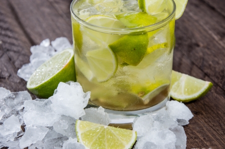 Caipirinha with Crushed Ice on wooden backgroundの写真素材