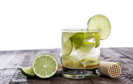 Table with Caipirinha isolated on white backgroundの写真素材