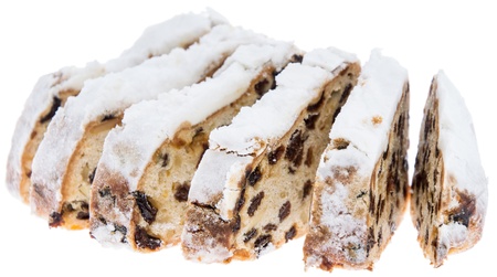 Christmas Stollen isolated on white backgroundの写真素材