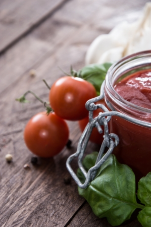 Homemade Tomato Sauce with fresh ingredientsの写真素材