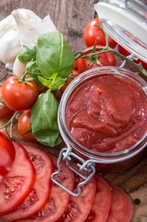Homemade Tomato Sauce with fresh ingredientsの写真素材