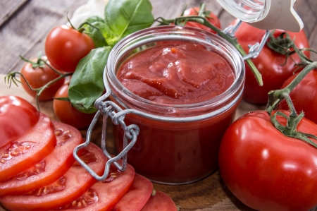 Homemade Tomato Sauce with fresh ingredientsの写真素材