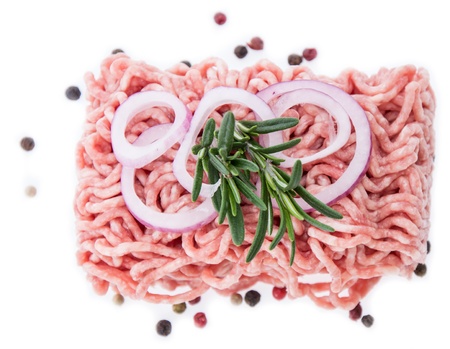 Isolated portion of Minced Meat on white background