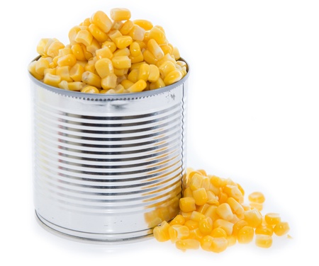 Isolated Canned Corn on white backgroundの写真素材
