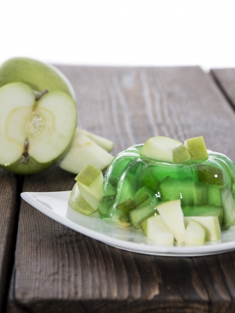 Apple Jelly with fresh fruits isolated on white backgroundの写真素材