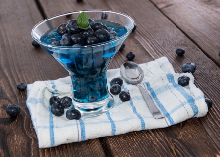 Homemade Blueberry jelly on wooden backgroundの写真素材
