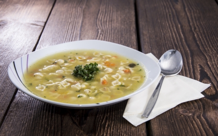 Portion of fresh Noodle Soupの写真素材