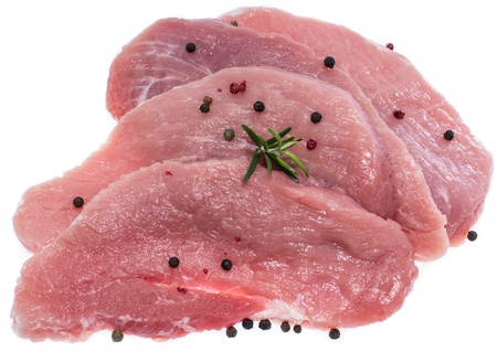 Raw Cutlet isolated on white backgroundの写真素材