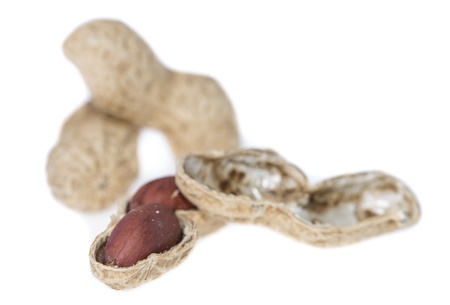 Peanuts isolated on white background (macro shot)