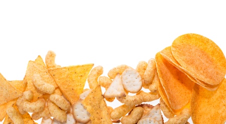 Snacks isolated on white backgroundの写真素材