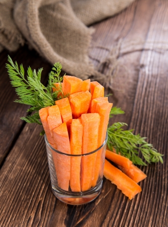 Fresh made Carrot Sticks in a glass (diet food)の写真素材