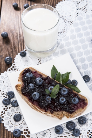 Slice of Bread with fresh made Blueberry Jamの写真素材