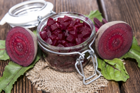 Pickled Beet on rustic wooden backgroundの写真素材
