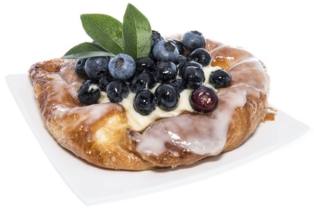 Blueberry Tart isolated on white backgroundの写真素材