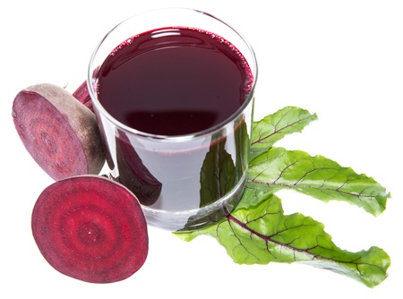 Glass with Beetroot Juice isolated on white
