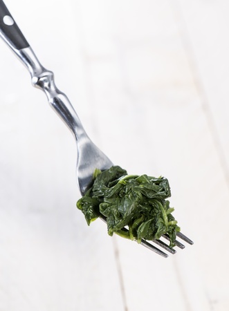 Portion of Spinach on a forkの写真素材