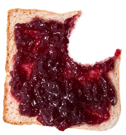 Jam Sandwich isolated on white background (macro shot)の写真素材