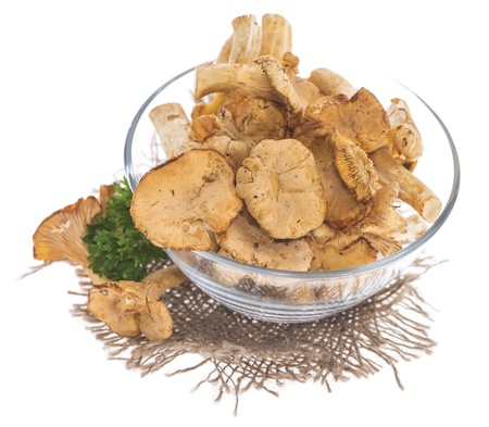 Portion of fresh Chanterelles (close-up shot)の写真素材