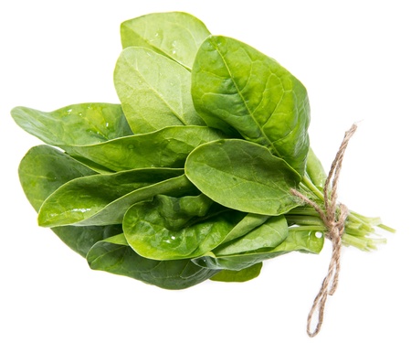 Portion of Spinach isolated on white backgroundの写真素材