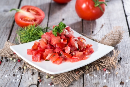 Portion of fresh made Tomatoe Saladの写真素材