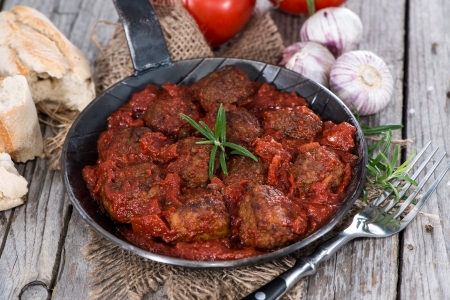 Meatballs in Tomato Sauce (served in a pan)の写真素材