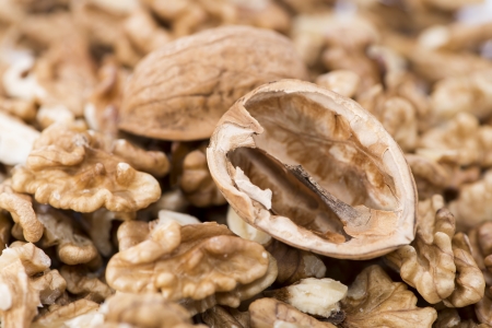Fresh Walnuts as background imageの写真素材