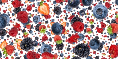 Mixed Berries background isolated on whiteの写真素材
