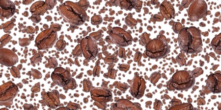 Coffee Beans background isolated on whiteの写真素材