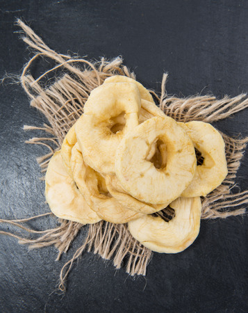 Portion of dried Apple Rings (close-up shot)の写真素材